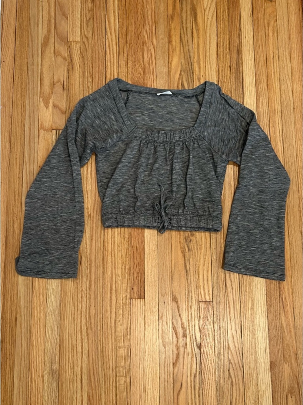 Women’s Gray Cropped Long-Sleeve Top 100% Cotton